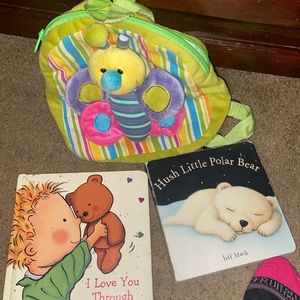 Child’s backpack with 2 books